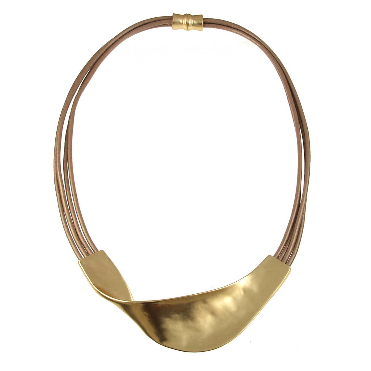 Leather & Metal Twist Necklace, Silver or Gold tone, 18" magnetic closure.