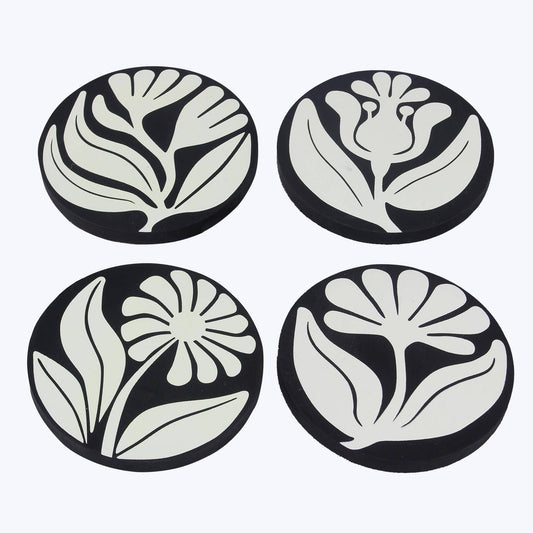 Wood Coaster, Set Of 4 With Cork Bottom (Sku#: 14464)