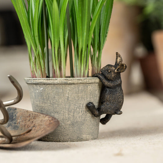 AGED GOLD BUNNY POT HUGGER